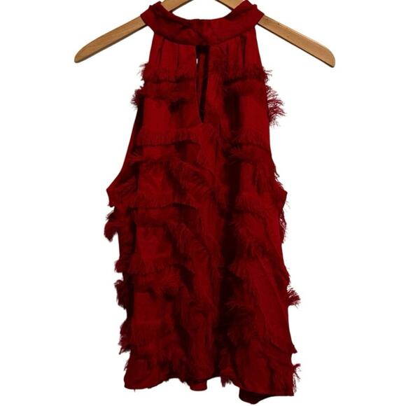 Joie Eleora Women's Red Fringed Cutout V-Neck Sleeveless Blouse Tops Size XL NWT - Picture 9 of 9